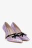 Miu Miu Pink/Purple/Black Embroidered Bow Detailed Heels Size 36.5