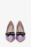 Miu Miu Pink/Purple/Black Embroidered Bow Detailed Heels Size 36.5