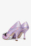 Miu Miu Pink/Purple/Black Embroidered Bow Detailed Heels Size 36.5