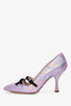 Miu Miu Pink/Purple/Black Embroidered Bow Detailed Heels Size 36.5