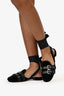 Miu Miu Black Velvet Buckle Detailed Mules Size 37 with Ribbons