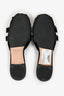 Miu Miu Black Velvet Buckle Detailed Mules Size 37 with Ribbons