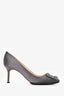Manolo Blahnik Grey Satin Crystal Embellished Hangisi Heels Size 36.5