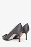 Manolo Blahnik Grey Satin Crystal Embellished Hangisi Heels Size 36.5