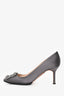 Manolo Blahnik Grey Satin Crystal Embellished Hangisi Heels Size 36.5
