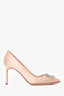 Manolo Blahnik Pink Satin Crystal Embellished Pointed Toe Heels Size 36.5