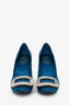 Roger Vivier Blue Satin Crystal Embellished Heels Size 36.5