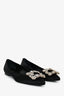 Roger Vivier Black Satin Crystal Embellished Flats Size 36