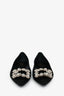 Roger Vivier Black Satin Crystal Embellished Flats Size 36