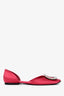 Roger Vivier Pink Satin D'Orsay Crystal Embellished Flats Size 36