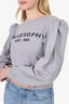 Philosophy Grey Logo Puff Sleeve Sweater Size M