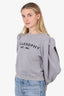 Philosophy Grey Logo Puff Sleeve Sweater Size M