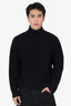 Solid Homme Black Wool Ribbed Mock Neck Sweater Size 46 Mens