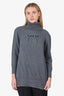 Marlowe Grey Cashmere/Silk Crystal Embellished Turtleneck Sweater Size S