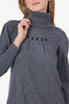 Marlowe Grey Cashmere/Silk Crystal Embellished Turtleneck Sweater Size S