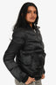 Diesel Black Nylon Foldaway Hood Cropped Bomber Jacket Size XS/S