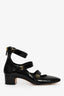 Christian Dior Black Patent Square Toe Strap Block Heels Size 38.5