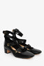 Christian Dior Black Patent Square Toe Strap Block Heels Size 38.5