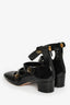 Christian Dior Black Patent Square Toe Strap Block Heels Size 38.5
