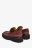 Dries Van Noten Burgundy Leather Platform Penny Loafers Size 39