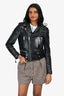 Saint Laurent Black Leather 'YSL' Biker Jacket Size 36