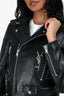 Saint Laurent Black Leather 'YSL' Biker Jacket Size 36