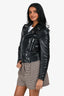 Saint Laurent Black Leather 'YSL' Biker Jacket Size 36