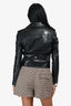Saint Laurent Black Leather 'YSL' Biker Jacket Size 36