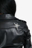 Saint Laurent Black Leather 'YSL' Biker Jacket Size 36