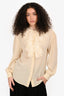 Gucci Ivory Silk Lace Detail Neck Blouse Size 38