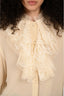 Gucci Ivory Silk Lace Detail Neck Blouse Size 38