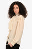 Gucci Ivory Silk Lace Detail Neck Blouse Size 38