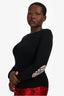 Burberry Cotton Black Nova Elbow Patch Top Size M