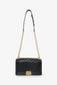 Pre-Loved Chanel™ 2018 Black Leather Chevron Medium Boy Bag
