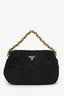 Prada Black Chevron Quilted Tessuto Chain Strap Bag
