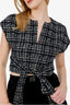 Pre-Loved Chanel™ Black/White Tweed Cropped Tie Up Short Sleeve Top Size 36