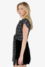 Pre-Loved Chanel™ Black/White Tweed Cropped Tie Up Short Sleeve Top Size 36