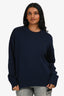 Ami Paris Blue Heart Logo Rib Crewneck Sweater Size S