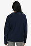 Ami Paris Blue Heart Logo Rib Crewneck Sweater Size S