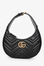 Gucci Black Leather GG Marmont Half Moon Top Handle Bag
