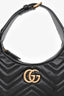 Gucci Black Leather GG Marmont Half Moon Top Handle Bag