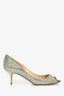 Jimmy Choo Silver Sparkle Peep Toe Heels Size 38.5