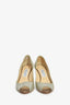 Jimmy Choo Silver Sparkle Peep Toe Heels Size 38.5