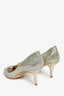 Jimmy Choo Silver Sparkle Peep Toe Heels Size 38.5
