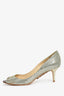 Jimmy Choo Silver Sparkle Peep Toe Heels Size 38.5