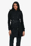 Burberry Black Cotton 'The Chelsea' Belted Trench Coat Size 2