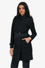 Burberry Black Cotton 'The Chelsea' Belted Trench Coat Size 2