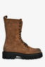 Sartore Chocolate Brown Distressed Suede Wax Combat Boots Size 36