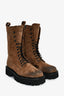 Sartore Chocolate Brown Distressed Suede Wax Combat Boots Size 36