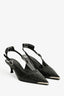 Dorothee Schumacher Black Patent Leather Croc Embossed Slingback Kitten Heels with Silver Detail Size 37